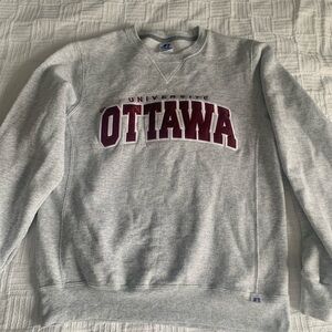 Russell Athletic Gray Crewneck Sweater with Red Ottawa Text